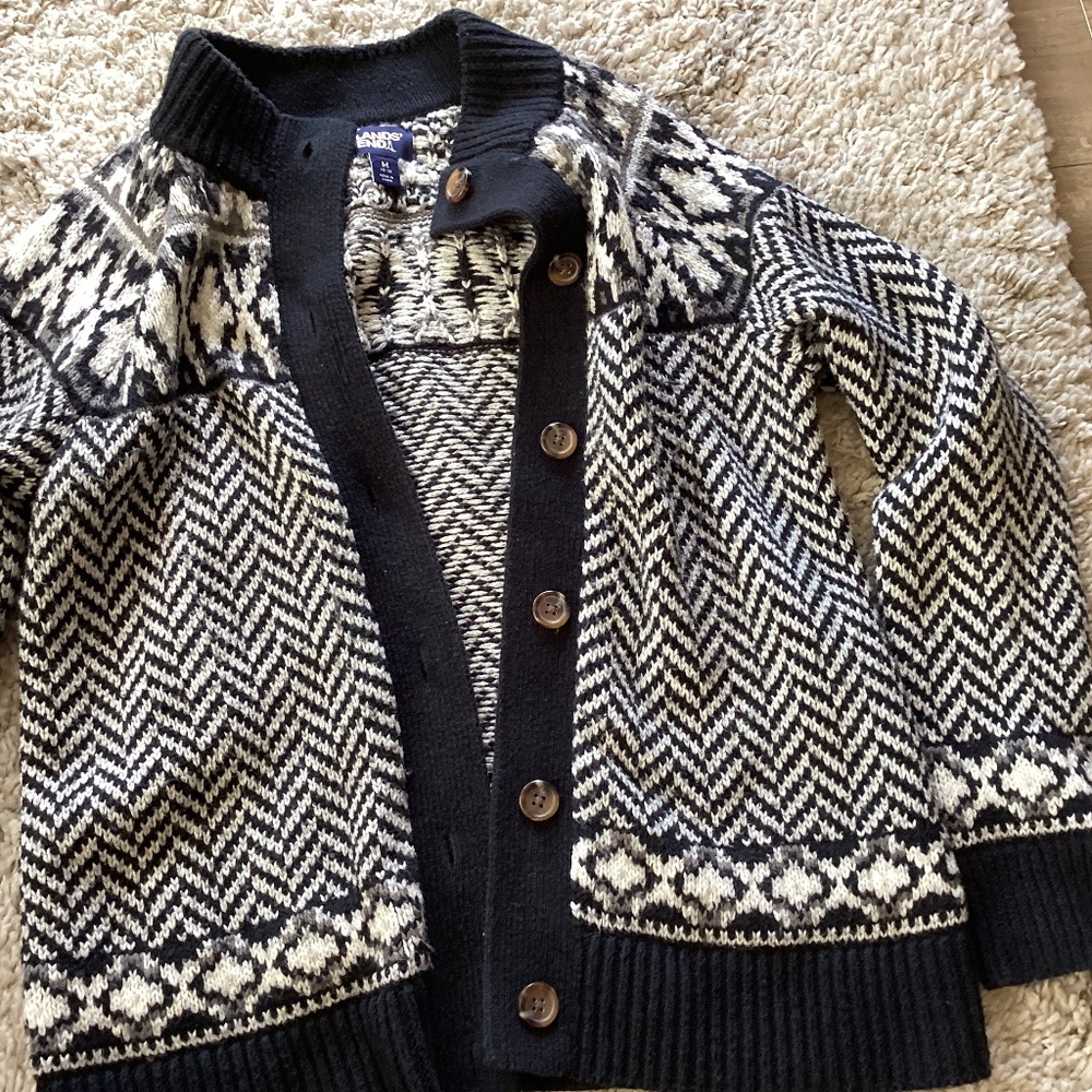 Lands end navy button down sweater medium